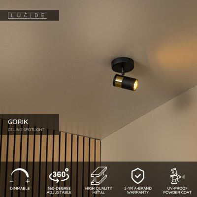 Lucide GORIK - Ceiling spotlight - 1xGU10 - Black